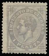 (*) 186. Impuesto De Guerra. 1 Pta. Centraje Aceptable. Tiene Punto De Aguja. Marquillado. Cat. 400 €. - Unused Stamps