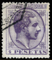 Ø 198. Alfonso XII. 4 Ptas. Color Intenso. Centraje Bonito. Cat. 130 €. - Used Stamps