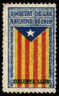 Catalunya, 1919. Societat De Les Nacions. Catalunya Lliure. **. Sin Valor Facial. Color Azul, Amarillo Y Carmín. Allepuz - Vignetten Van De Burgeroorlog