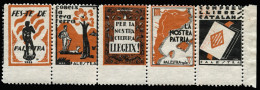 Catalunya 1932. Palestra. Tira De 5 Distintos Sellos. Borde De Hoja. **. Sin Valor Facial. Color Naranja, Negro Y Blanco - Vignettes De La Guerre Civile