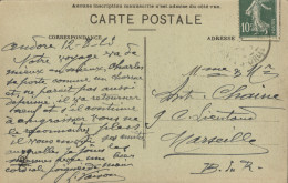 1923. T.P. Circulada De Andorra A Marsella (Francia). Franqueada Con Sello Francés De 10 Cts. (Yvert Nº 159). Matasellos - Cartas & Documentos