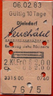 06/02/83 , DIELSDORF - NEUCHATEL , TICKET DE FERROCARRIL , TREN , TRAIN , RAILWAYS - Europe