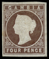 GAMBIA. (*) 1. Marquillado Brun. Lujo. Cat. 650 €. - Gambia (...-1964)