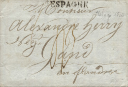 D.P. 1. 1800. Carta De Madrid A Gand (Bélgica). Encaminada Por Málaga. - ...-1850 Préphilatélie