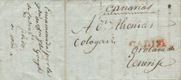 D.P. 1, 26 Y 29. 1807 (16 OCT). Carta De Madrid A Tenerife. Encaminada Por Cádiz. Muy Rara. - ...-1850 Prefilatelia