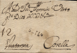 D.P. 3. 1739 (FEB). Carta De Vinuesa A Corella. Marca De Soria Nº 11N. Rara. - ...-1850 Vorphilatelie