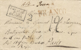 D.P. 4. 1838. Envuelta Circulada De Jaca Al General Italiano Giuseppe Sarcognani, Héroe Y Patriota Italiano, Exiliado En - ...-1850 Préphilatélie