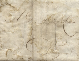 D.P. 5. 1811. Carta De Malta A Tarragona. Cortes De Desinfección Y Manchas De Vinagre. Rarísima. - ...-1850 Prefilatelia