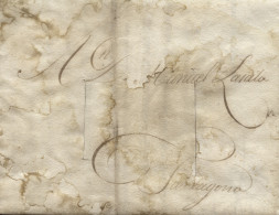 D.P. 5. 1811. Carta De Malta A Tarragona. Cortes De Desinfección Y Manchas De Vinagre. Rarísima. - ...-1850 Préphilatélie