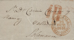 D.P. 9. 1848. Carta De Valle A Salamanca. Nítido Baeza En Color Rojo "CABEZON D.L.S./M.DE - ...-1850 Prephilately