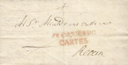 D.P. 9. 1830. Carta De Cartes A Reocín. Marca De Franquicia En Color Rojo "FRANQUEADO/CARTES" Nº 3R De Cartes. Extraordi - ...-1850 Voorfilatelie