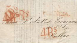 D.P. 11. 1847. Carta De Le Havre (Francia) A Bilbao. Marca De Entrada "Francia" En Rojo, Múltiples Porteos Rectificados. - ...-1850 Prefilatelia