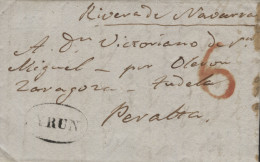 D.P. 11. 1842. Carta De San Juan De Luz (Francia) A Peralta (Navarra). Marca De Irún 9N. - ...-1850 Prefilatelia