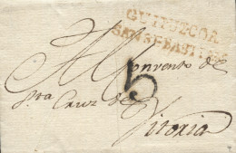 D.P. 11. 1812 (8 JUN). Carta De San Sebastián A Vitoria. Marca Nº 20R. Porteo 5 Mms. Preciosa. - ...-1850 Voorfilatelie