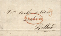 D.P. 11. 1830 (20 SEP). Carta De San Sebastián A Bilbao. Marca 25R. Preciosa. - ...-1850 Prephilately