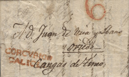 D.P. 16. 1843. Carta De Corcubión A Cangas De Tineo. Marca Nº 3R. Lujo. - ...-1850 Prephilately