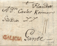 D.P. 16. 1783 (10 MAY). Carta De Coruña A Gante (Bélgica). Marca Nº 6R. Bonita Y Rara. - ...-1850 Prephilately