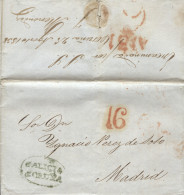 D.P. 16. 1838. Carta De Habana A Madrid. Fechador De La Coruña 11V. Al Dorso Manuscrito "Encaminada Por S.S. - Coruña -  - ...-1850 Prefilatelia