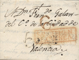 D.P. 18. 1817 (13 AGO). Carta De La Roda A Valencia. Marca San Clemente Nº 5R. Rara. - ...-1850 Prefilatelia