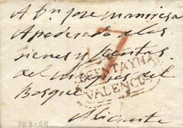 D.P. 19. S/f. Envuelta De Cocentaina A Alicante. Marca P.E. 3. Rara. - ...-1850 Voorfilatelie