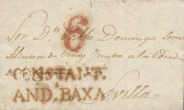 D.P. 25. 1836 (18 DIC). Carta De Lora Del Río A Sevilla. Marca De Constantina Nº 2R. Porteo "6". Bonita. - ...-1850 Voorfilatelie