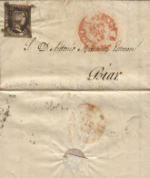 Ø 6 En Carta De Valencia A Biar. Al Dorso Baeza De Ibi. Rarísimo Pese Mala Estampación. - Lettres & Documents