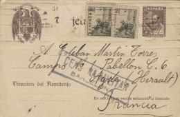 E.P. Circulado Desde Barcelona A Un Refugiado En El Campo De Adge (Francia), El 9/6/39. Rara La Correspondencia Conserva - Republikanische Zensur