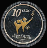 Irlanda. Moneda De Plata De 10 Euros. En Estuche. Dedicada A "Special Olympics World Summer Games", Año 2003. - Irland