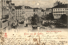 St. Gallen - Markt Mit Hotel Hecht Tram - St. Gallen