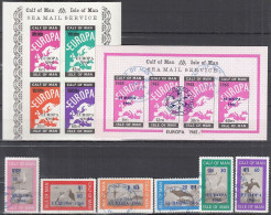 INSEL CALF OF MAN (Isle Of Man), Nichtamtl. Briefmarken, 2 Blöcke + 6 Marken, Gestempelt, Europa 1966, Landkarte - Isle Of Man