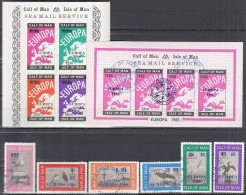 INSEL CALF OF MAN (Isle Of Man), Nichtamtl. Briefmarken, 2 Blöcke + 6 Marken, Gestempelt, Europa 1966, Landkarte - Man (Eiland)