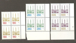 Belarus: Set Of 3 Definitive Stamps In Block Of 4, Obellisk, 1995, Mi#90-1, 101 MNH - Belarus