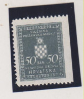 CROATIA WW II  , 0.50 Kn  Official Right Imperforated MNH - Croatie