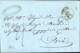 B38 - LETTERA DA TORINO A BRA' 1854 - 1. ...-1850 Prephilately