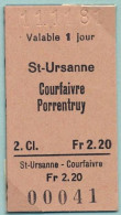 11/11/81 , ST-URSANNE , COURFAIVRE , PORRENTRUY , TICKET DE FERROCARRIL , TREN , TRAIN , RAILWAYS - Europe