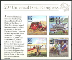 United States 20th Universal Postal Congress 1989 History, Souvenir Sheet 25c MNH - Neufs