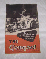 DEPLIANT PUB PUBLICITAIRE TRI PEUGEOT, TRIPORTEUR TRIMOTEUR 55 TN, MOTO, MOTOCYCLETTE - Motos