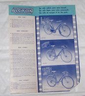 DEPLIANT PUB PUBLICITAIRE VELO VELOS CYCLES ALCYON DIFFUSION, NORMALE, LUXE, SUPER LUXE, COURSE, ENFANTS, 1953 - Sonstige & Ohne Zuordnung