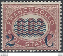 1878 Italia VE II 2C. Su 0,02c. Lacca Servizio MNH Sassone N. 29 - Altri & Non Classificati