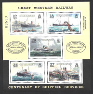 Guernsey 1989 Great Western Railway, Centenary Of Shipping Services, Ships, Train Souvenir Sheet MNH - Guernsey