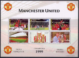 Benin 1999 Football Soccer, Manchester United Sheetlet MNH - Famous Clubs