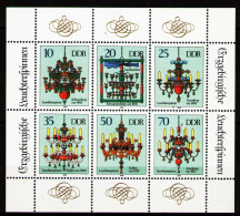 Germany DDR 1989 Chandeliers From Erzgebirge Sc2786 Mi3289-94 1 Souvenir Sheet MNH * - 1981-1990