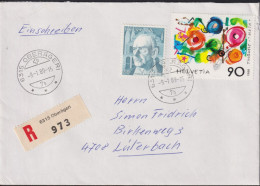 1988 Schweiz R Brief Zum:CH 629+769, Mi:CH 1149+1380, Thomas Mann + J. Tinguely, Métamécaique - Cartas & Documentos