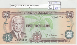 BILLETE JAMAICA 5 DOLARES 1991 P-70d.1 - Otros – América