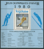 Togo 1980 Olympische Winterspiele Lake Placid Block 170 A Postfrisch (C40756) - Togo (1960-...)