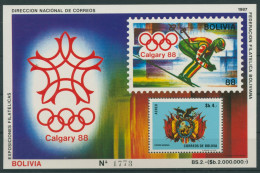 Bolivien 1987 Olympiade Calgary Block 165 Postfrisch (C22882) - Bolivie