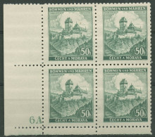 Böhmen & Mähren 1939 Eckrand-4er-Block 50er-Bogen 26 Pl.-Nr. 6A Postfrisch - Ungebraucht