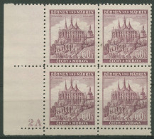 Böhmen & Mähren 1939 Eckrand-4er-Block 50er-Bogen 27 Pl.-Nr. 2A Postfrisch - Nuevos