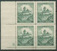 Böhmen & Mähren 1939 Eckrand-4er-Block 50er-Bogen 26 Pl.-Nr. 6 Postfrisch - Unused Stamps