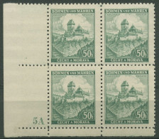 Böhmen & Mähren 1939 Eckrand-4er-Block 50er-Bogen 26 Pl.-Nr. 5A Postfrisch - Ungebraucht